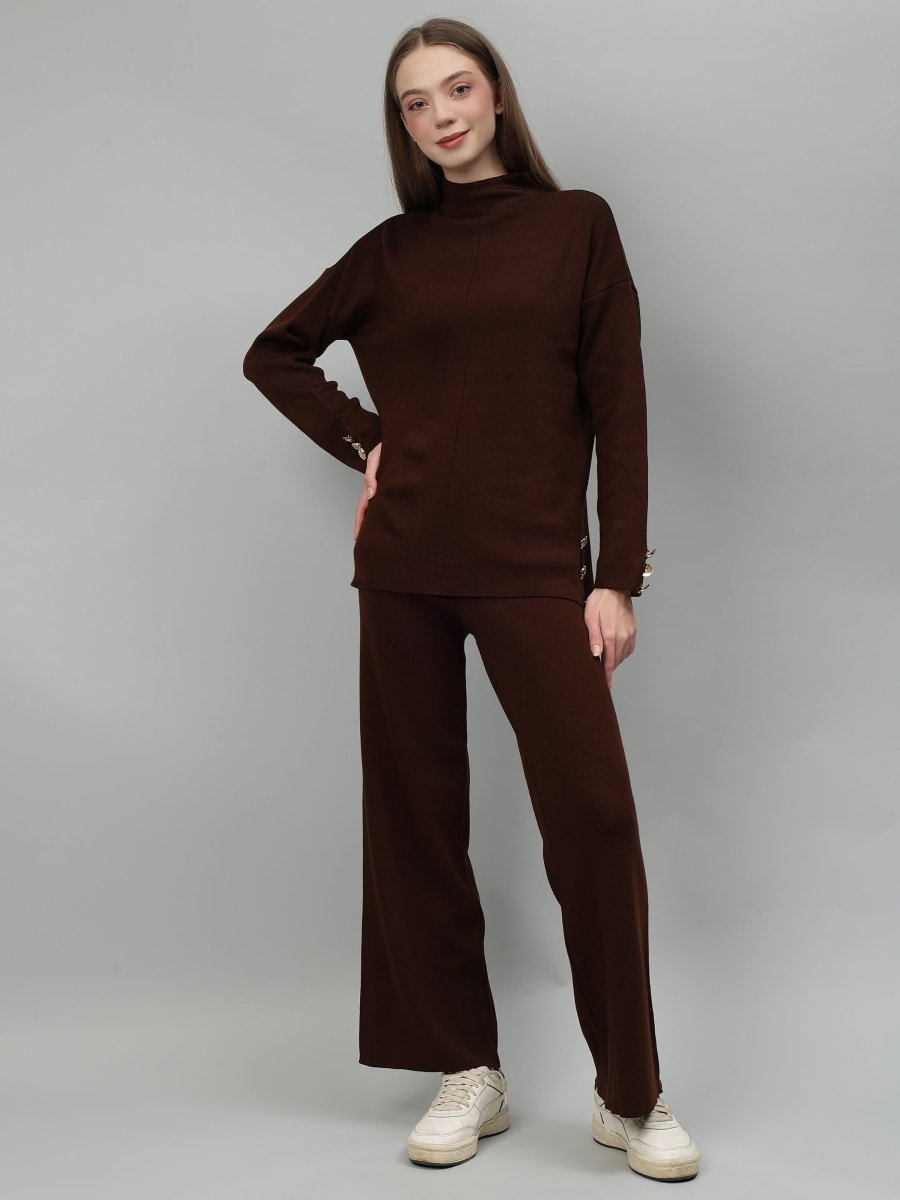 Gaiia Women Solid Color High Neck Co - Ord Set - GAIIA
